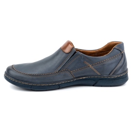 Olivier Pantofi pentru bărbați din piele slip-on 62K bleumarin albastru 1
