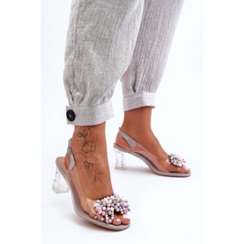 Sandale Decorate La modă Pe Toc Gri S.Barski MR1037-23 2