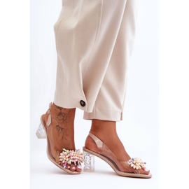 Sandale Decorate La Moda Pe Toc Bej S.Barski MR1037-23 1