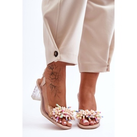 Sandale Decorate La Moda Pe Toc Bej S.Barski MR1037-23 2