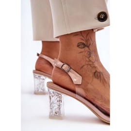 Sandale roz la modă decorate cu toc S.Barski MR1037-23 2 Sandale roz la modă decorate cu toc S.Barski MR1037-23 2