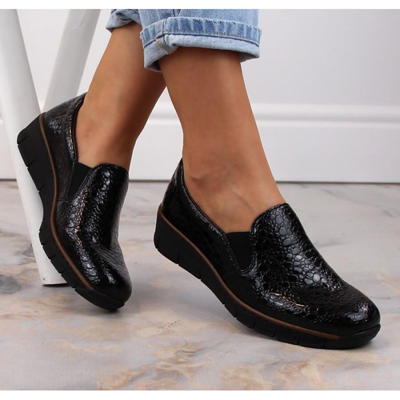 Pantofi Rieker comozi W RKR166C crocodil black negru 1