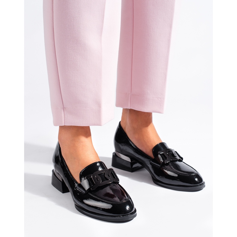 Pantofi de dama negri lacuiti cu catarama Vinceza negru 1