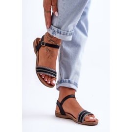 Sandale plate clasice pentru femei negre S.Barski 6708 negru 1