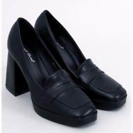 Mocasini cu toc inalt de la Entee Black negru 1