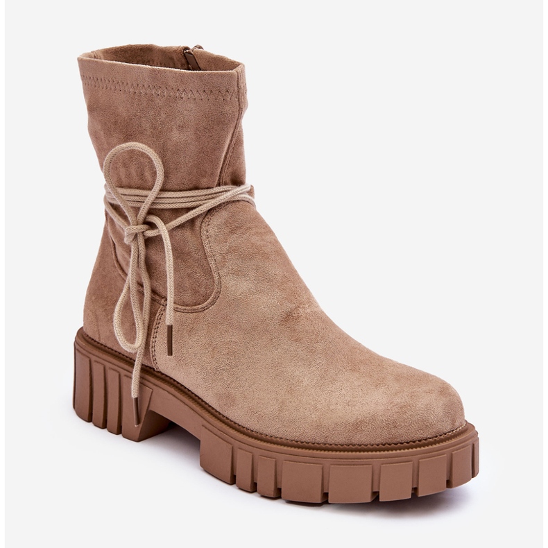 Botine dama din piele intoarsa Bej Lineanor 1