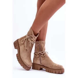 Botine dama din piele intoarsa Bej Lineanor 2