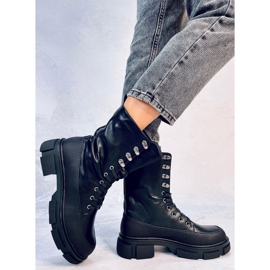 Cizme Dart Black cu șireturi negru 4