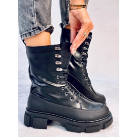 Cizme Dart Black cu șireturi negru 5