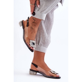 Sandale Transparente cu Ornamente Negre S.Barski MR1037-05 negru 1