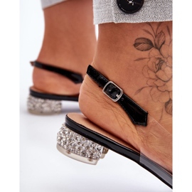 Sandale Transparente cu Ornamente Negre S.Barski MR1037-05 negru 2