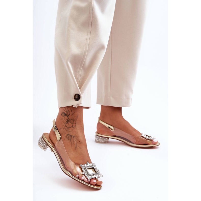 Sandale Transparente cu Ornamente Aurii S.Barski MR1037-05 de aur 1