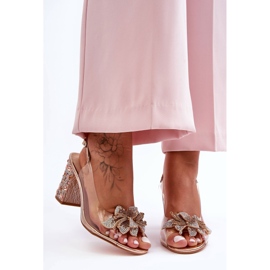 Sandale Elegante Decorate Transparent Rose Gold S.Barski MR1037-18 roz 1