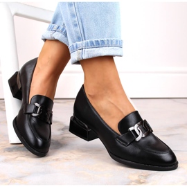 Pantofi plati cu lant negru Vinceza 58162 1