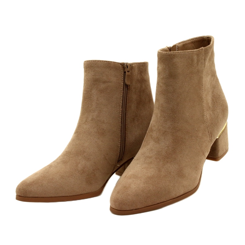 Evento Cizme din piele intoarsa cu decor auriu, Bej 23BT35-6420 2 Evento Cizme din piele intoarsa cu decor auriu, Bej 23BT35-6420 2