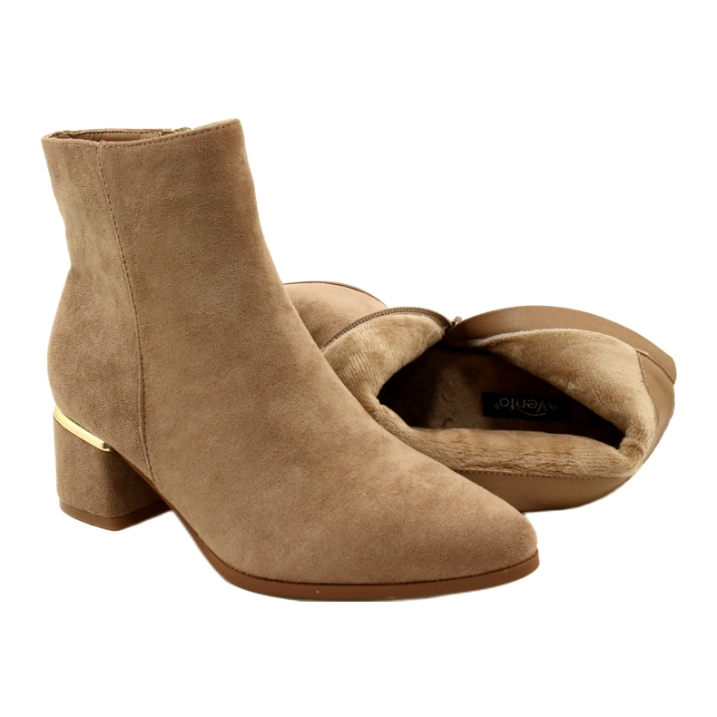 Evento Cizme din piele intoarsa cu decor auriu, Bej 23BT35-6420 4 Evento Cizme din piele intoarsa cu decor auriu, Bej 23BT35-6420 4