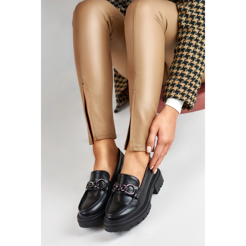 La.Fi Mocasini negri pe platforma din piele ecologica negru 2