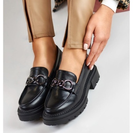 La.Fi Mocasini negri pe platforma din piele ecologica negru 1