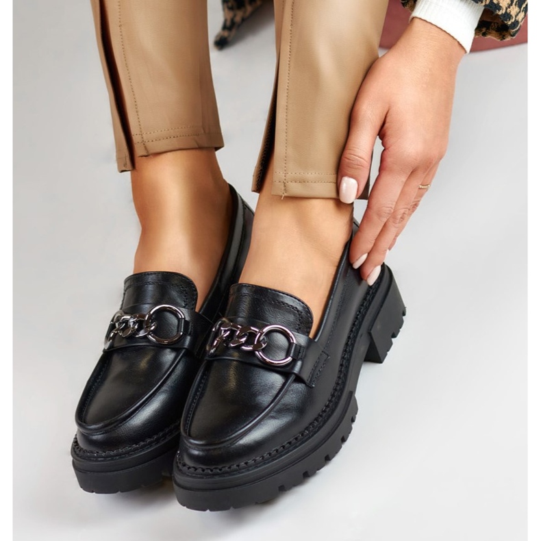 La.Fi Mocasini negri pe platforma din piele ecologica negru 1