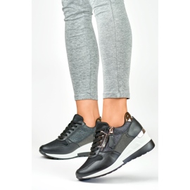 Pantofi sport eleganti negri cu pană negru 2 Pantofi sport eleganti negri cu pană negru 2