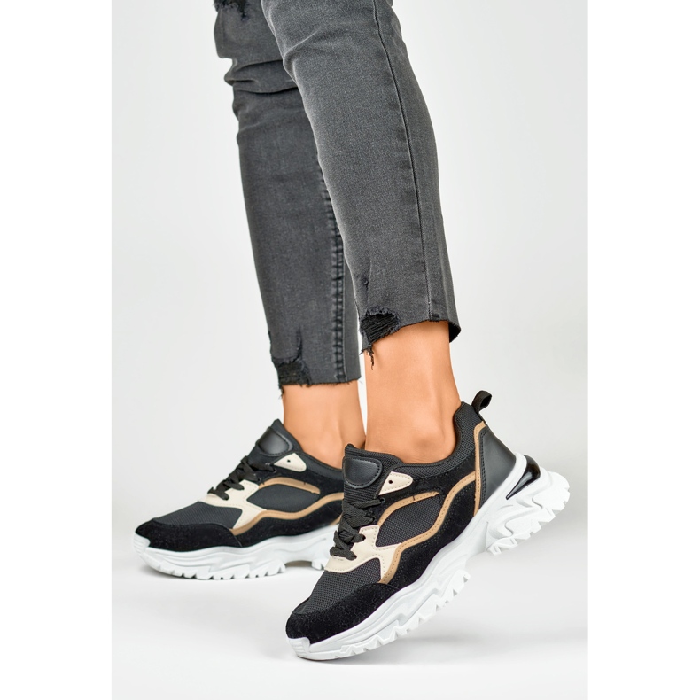 Tenisi de dama negri pe talpa alba negru 2