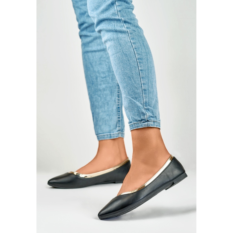 Balerini negri de damă cu un plus auriu negru 2