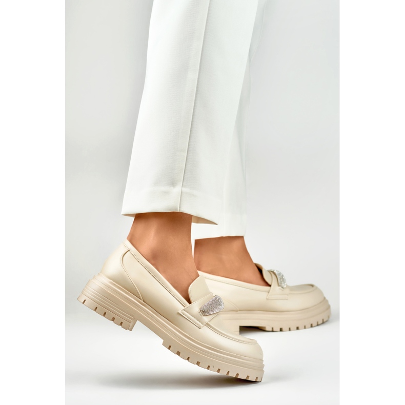 Brogue bej cu zirconi 1