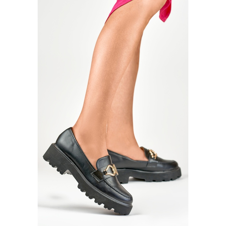 Mocasini negri de dama din piele ecologica negru 1