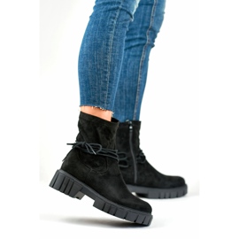 Cizme negre de dama cu partea superioara elastica negru 8