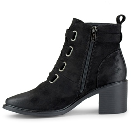Cizme de dama din piele intoarsa neagra cu toc mic de la Salin negru 1