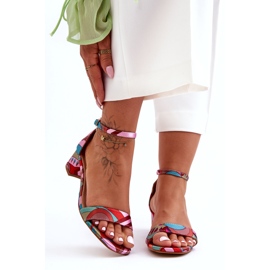 STEPHAN Sandale cu toc înalt din satin cu modele, amestec de roz, inspiră-mă! multicolor 3 STEPHAN Sandale cu toc înalt din satin cu modele, amestec de roz, inspiră-mă! multicolor 3