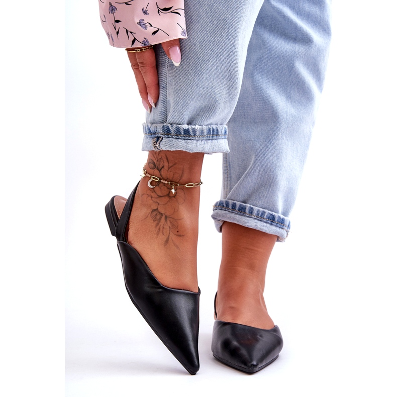 Balerine negre din piele ecologică pentru femei negru 2