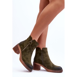 Botine clasice din piele intoarsa de dama, verde Limoso 2