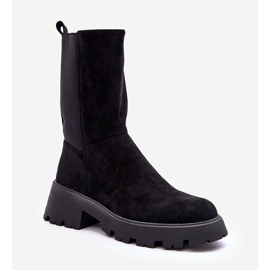 Cizme de damă din piele intoarsa cu toc plat, negru Altandros 1 Cizme de damă din piele intoarsa cu toc plat, negru Altandros 1