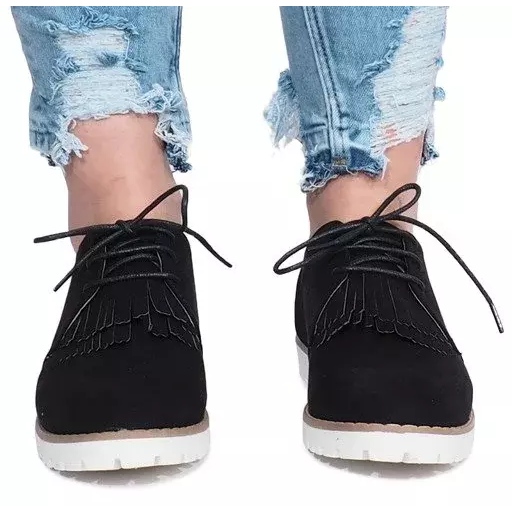 Mocasini negri cu franjuri de la Crushing Hard negru 1