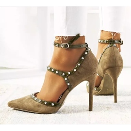 Tocuri înalte din piele de căprioară verzi AT-0631-L multicolor verde 1