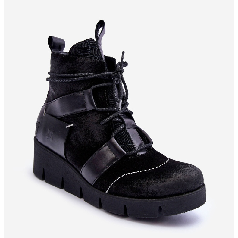 Cizme cu pană din piele Maciejka 06185-01 Negru 1