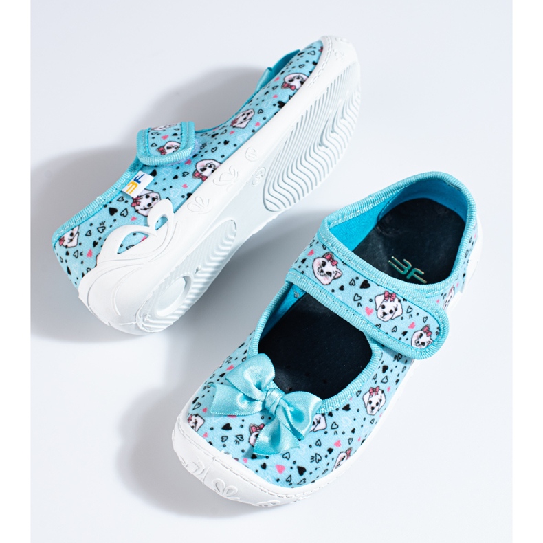 Papuci albastri pentru fata cu caini Shelovet multicolor 1