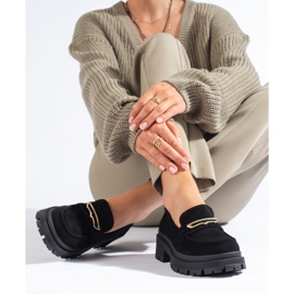 Mocasini de dama de piele intoarsa neagra Shelovet negru 1