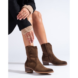 Cizme cowboy din piele intoarsa neagra Shelovet maro 1