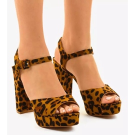 Sandale leopardate pe piele de căprioară AT-0660-L multicolor 1