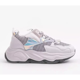 Adidași de sport albi cu inserții gri RAL-63 1