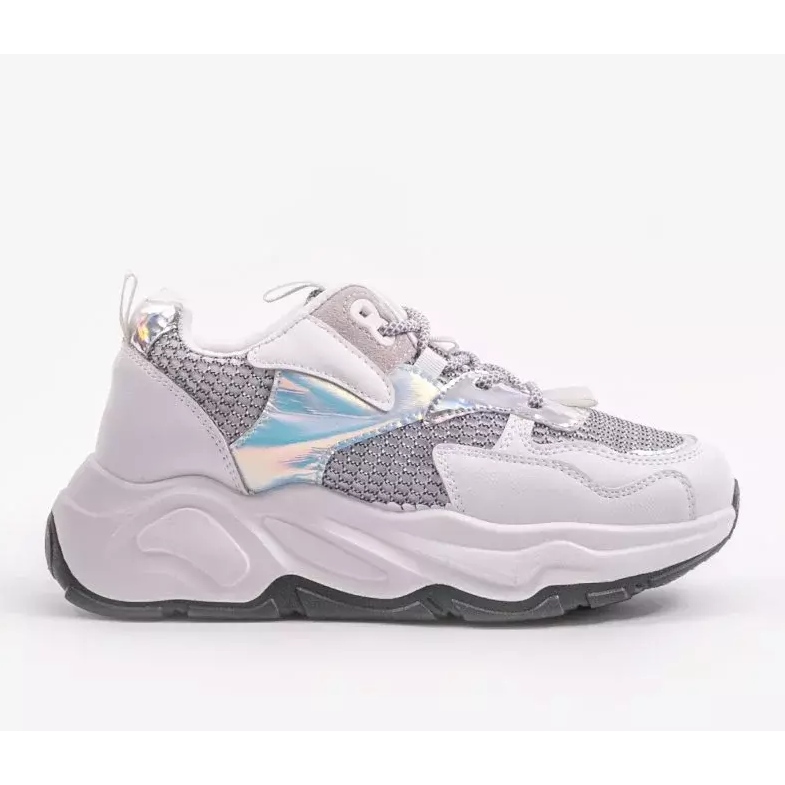 Adidași de sport albi cu inserții gri RAL-63 1