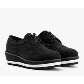 Pantofi negri din piele de căprioară pe talpa înaltă Camryn negru 2