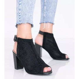 Sandale deschise negre pe stâlpul Veronika negru 1 Sandale deschise negre pe stâlpul Veronika negru 1