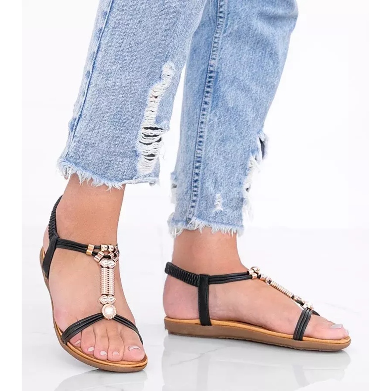 Sandale negre de damă Liva negru 1