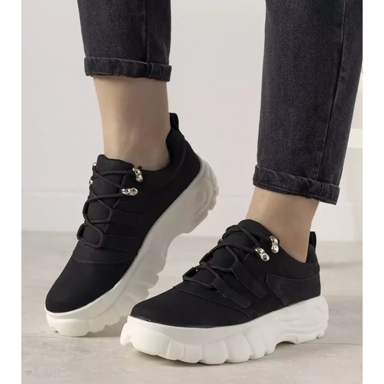 Adidași sport negri cu talpă înaltă Luna negru 1