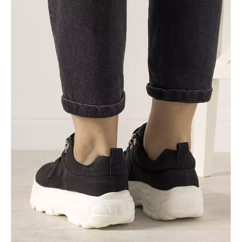 Adidași sport negri cu talpă înaltă Luna negru 2