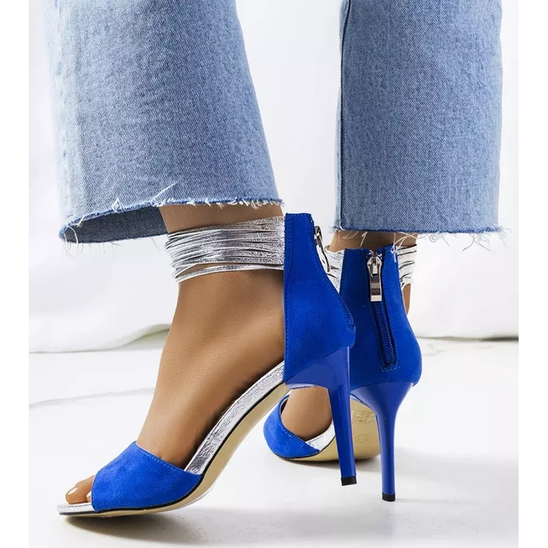 Sandale Blue Vasquez cu toc inalt albastru argint 2
