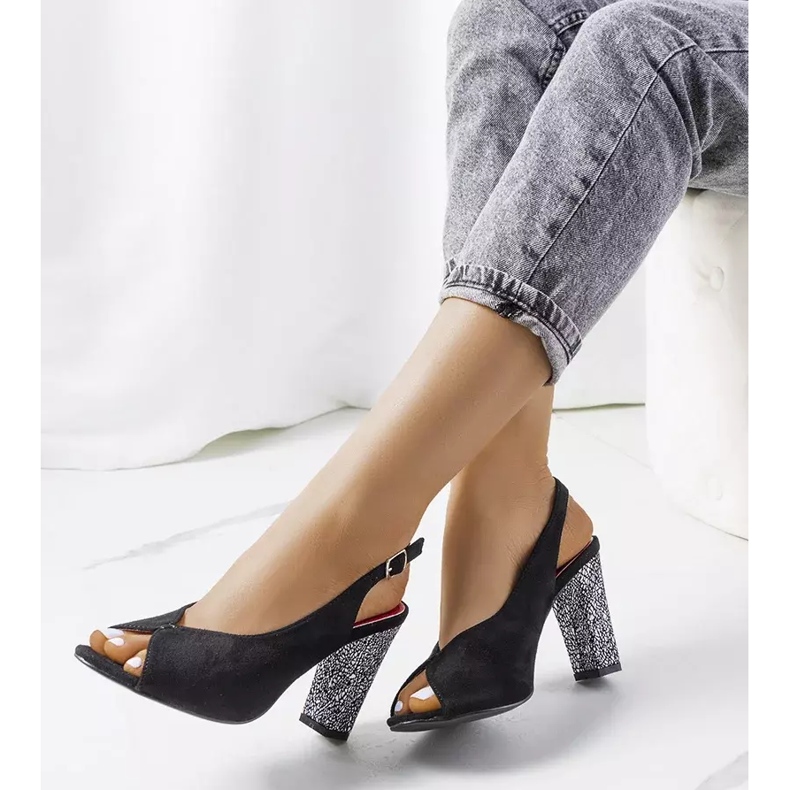 Sandale negre din piele intoarsa de la Bonnie negru 2